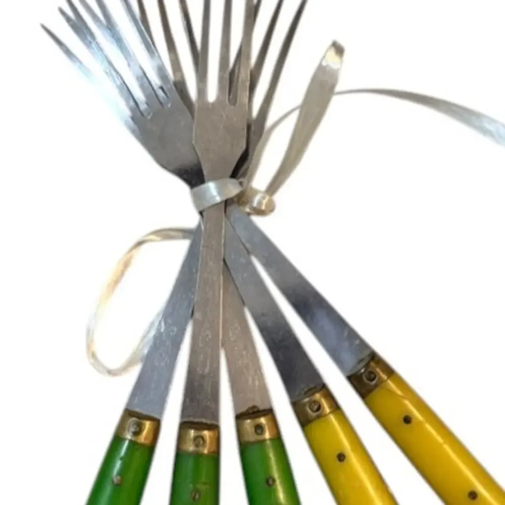 Vintage French Bistro 3-Tine Table Forks Set of 5 Made in France